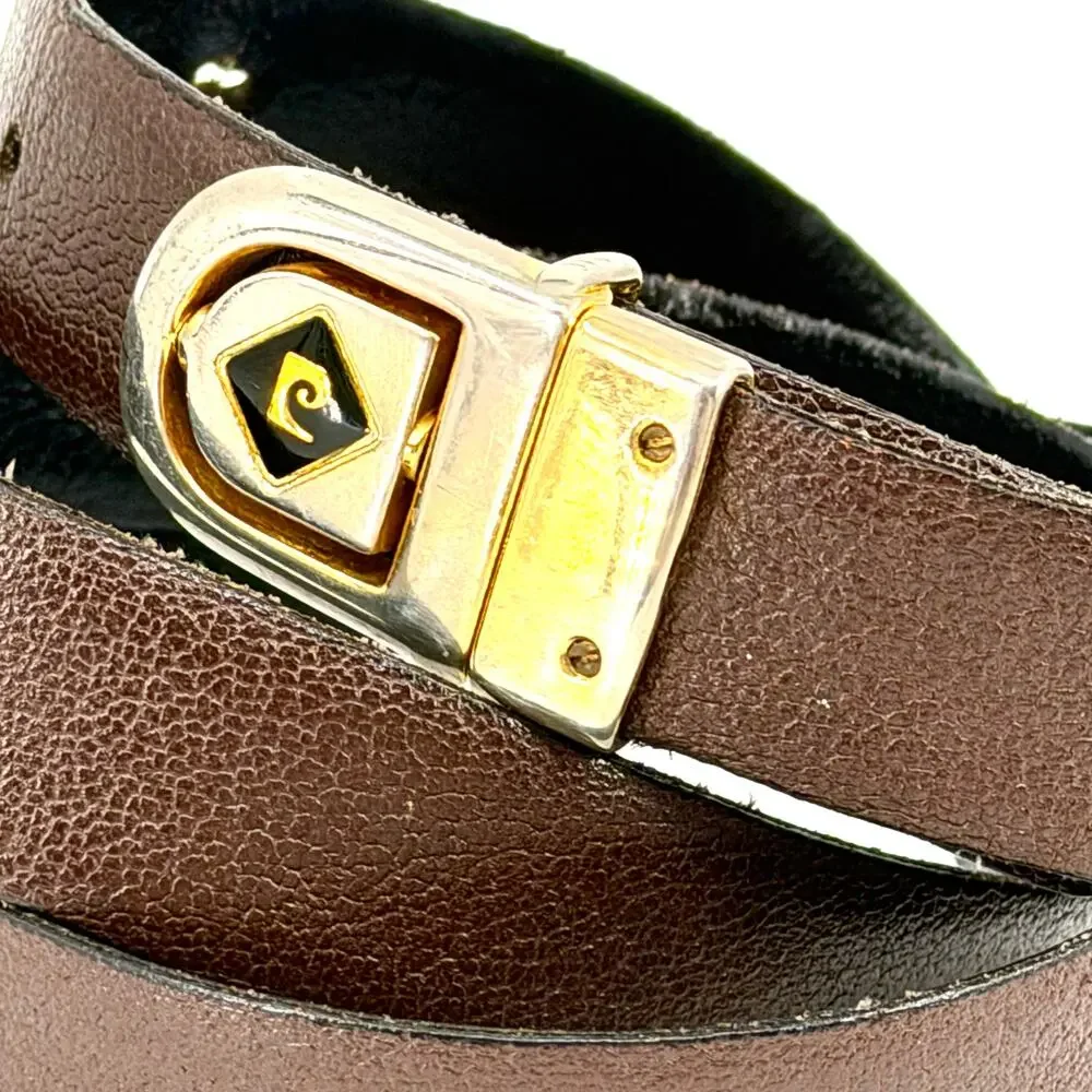 Vintage 80s Pierre Cardin Black Brown Reversible Genuine Leather Belt